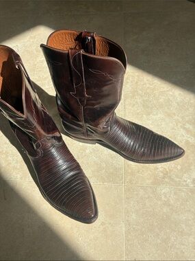 Lucchese Brown Lizard Skin Western Boots